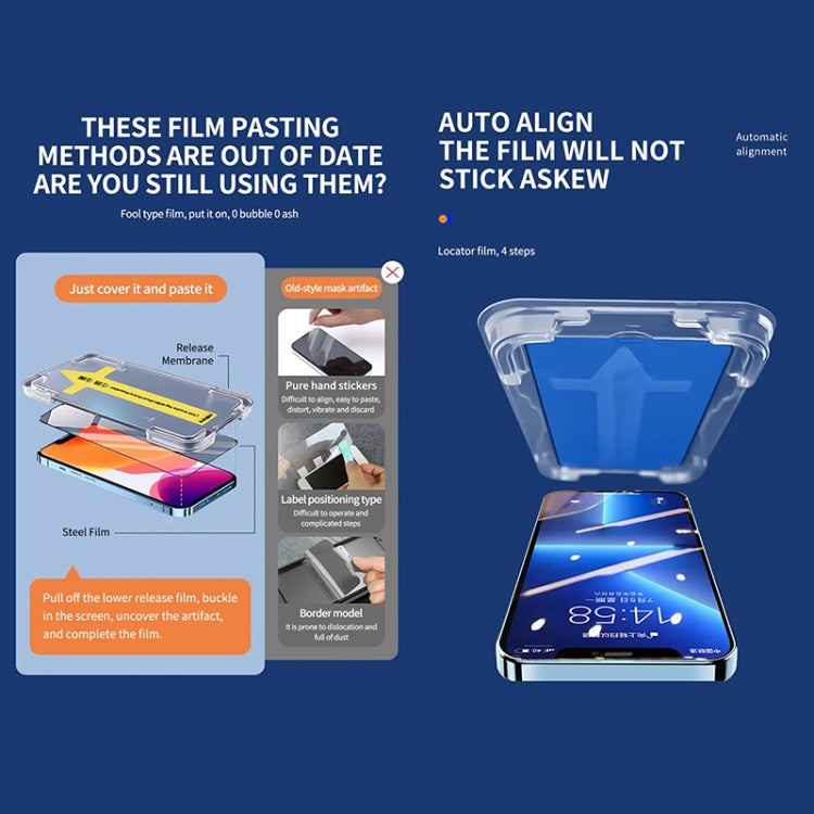 Película de Vidrio Templado para iPhone 15 HD Antiestática a Prueba de Polvo y Fijación Rápida - MOVILSTORE