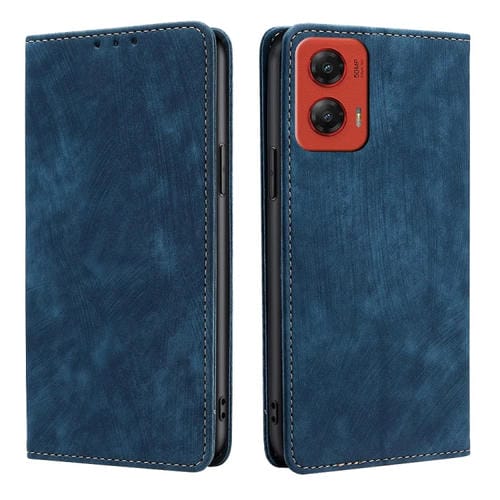 Funda Cuero Magnética Cepillo Antirrobo RFID para Motorola Moto G Stylus 5G (2024) (Azul)