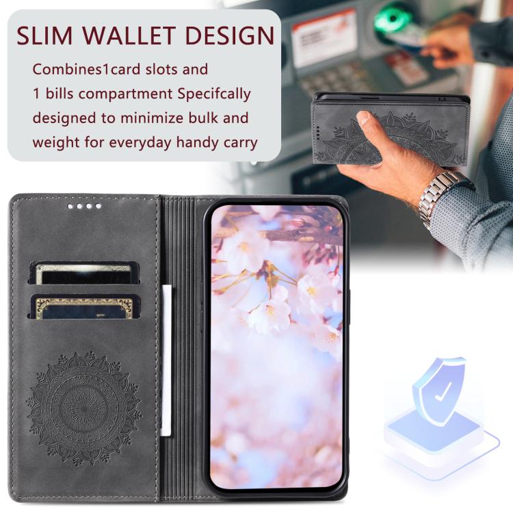 Funda de Cuero Magnética con Relieve Totem para iPhone 16E (Gris)