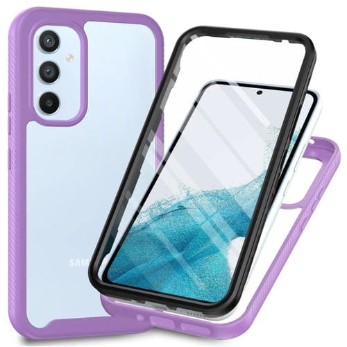Funda Protectora Samsung Galaxy A34 5G TPU PC Pet Transparente Dos Capas (Púrpura)