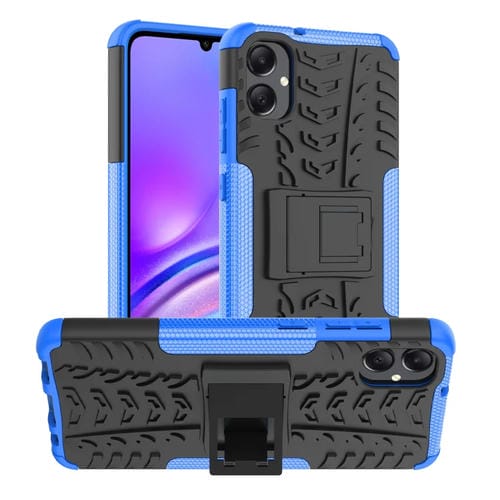 Funda para Teléfono Samsung Galaxy A05 4G TPU + PC Textura de Neumático con Soporte (Azul)