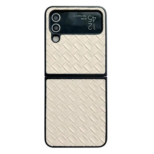 Funda plegable para Samsung Galaxy Z Flip3 de PU con textura tejida (Dorado)