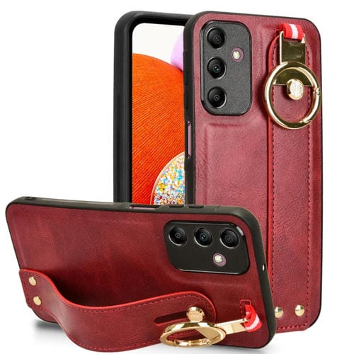 Funda Trasera para Samsung Galaxy A15 4G Cuero con Pulsera (Rojo)