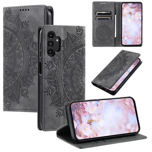 Funda para Samsung Galaxy A32 4G Totem Cuero Magnética En Relieve (Gris)