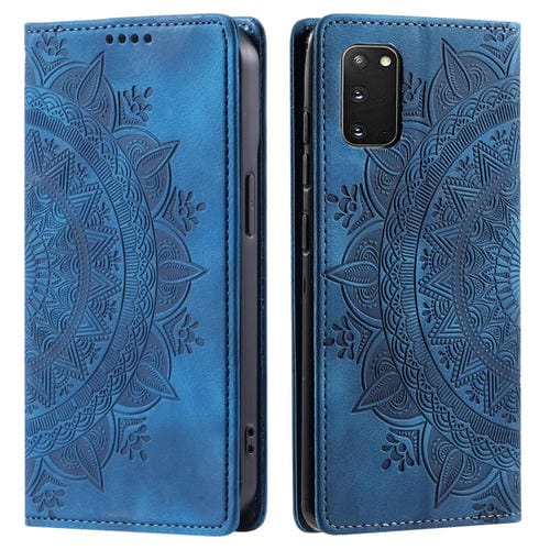 Funda para Samsung Galaxy S20 Totem Cuero Magnética en Relieve (Azul)