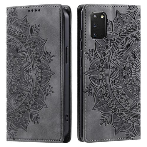 Estuche para teléfono Samsung Galaxy S20 Cuero Magnético Relieve Totem (Gris)
