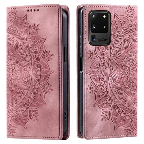 Funda para Samsung Galaxy S20 Ultra Totem Cuero Magnética En Relieve (Oro Rosa)