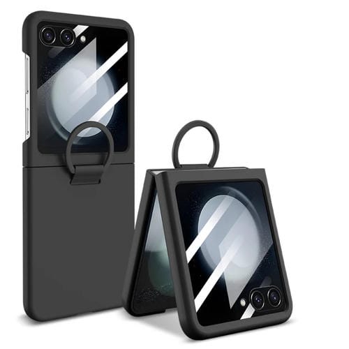 Funda para Teléfono Samsung Galaxy Z Flip5 PC Ultrafina con Anillo (Negro)