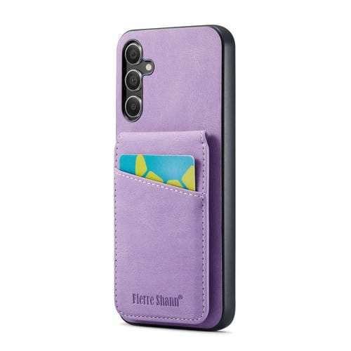 Funda para Teléfono Samsung Galaxy A13 5G Fierre Shann Crazy Horse Titular de Tarjeta Contraportada Pu (Púrpura)