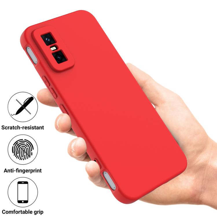 Funda de silicona líquida de color sólido para Infinix GT 30 Pro, a prueba de caídas y cobertura total (roja)