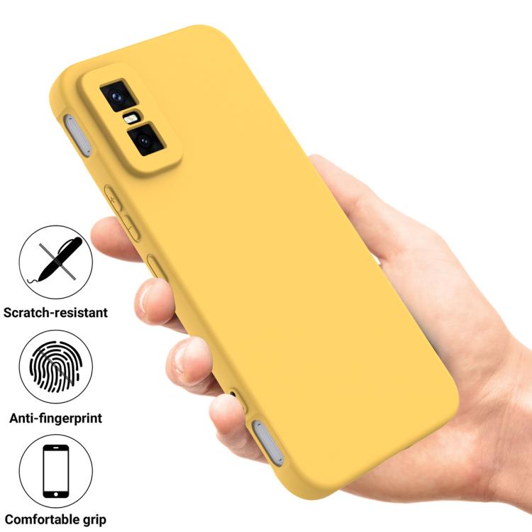 Funda de silicona líquida de color sólido para Infinix GT 30 Pro, a prueba de caídas y cobertura total (amarilla)