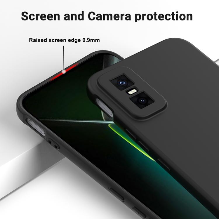 Funda de silicona líquida de color sólido para Infinix GT 30 Pro, a prueba de caídas y cobertura total (negra)