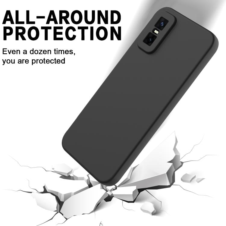 Funda de silicona líquida de color sólido para Infinix GT 30 Pro, a prueba de caídas y cobertura total (negra)