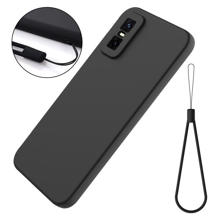 Funda de silicona líquida de color sólido para Infinix GT 30 Pro, a prueba de caídas y cobertura total (negra)