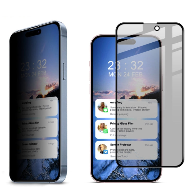 Película Protectora de Vidrio Templado Imak para iPhone 15 Antiespía Pantalla Completa - MOVILSTORE