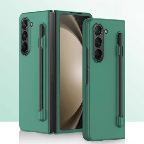 Estuche para Teléfono Samsung Galaxy Z Fold5 5G Sensación de Piel Integrada PC con Estuche para Bolígrafo (Verde)