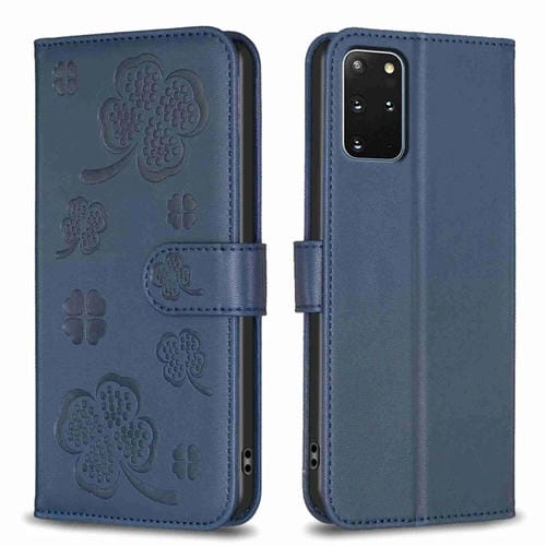 Funda para Samsung Galaxy S20 + Cuero con Relieve de Cuatro Hojas (Azul)