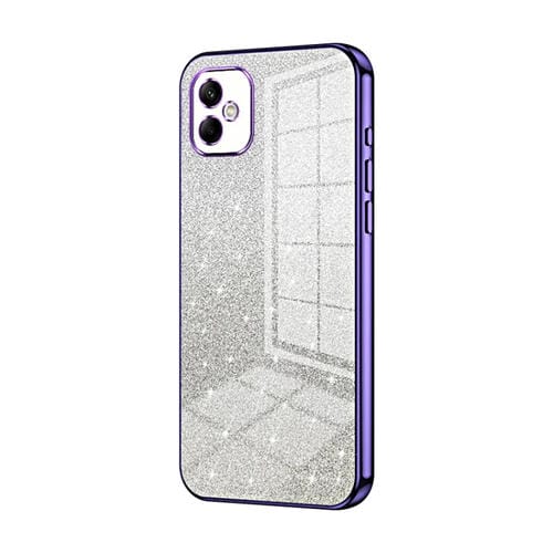 Estuche para Teléfono Samsung Galaxy A05 Galvanizado con Polvo de Brillo Degradado (Púrpura)