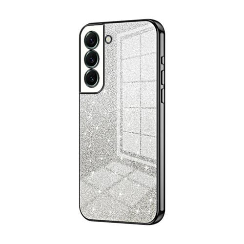 Estuche para teléfono Samsung Galaxy S22 + 5G Galvanizado con polvo de brillo degradado (Negro)