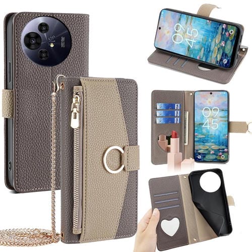 Funda de Cuero Textura de Lichi para TCL 50 Nxtpaper 5G y 50 Pro Nxtpaper 5G (Gris)