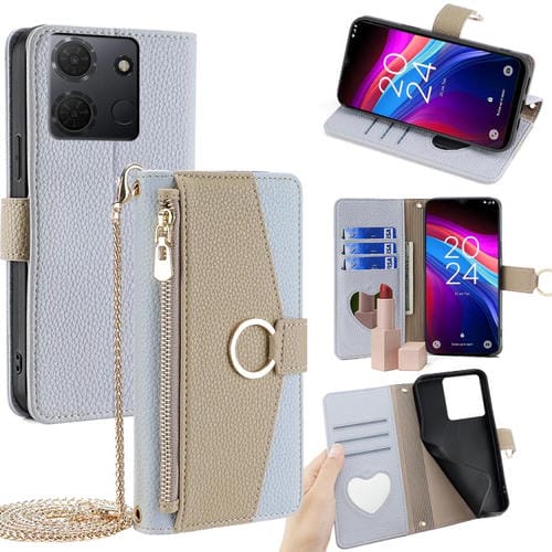 Funda de Cuero Textura de Lichi para TCL 503 4G (Azul)