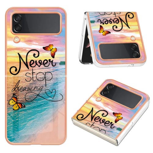 Funda para Teléfono Samsung Galaxy Z Flip3 5G Imd TPU con Galvanoplastia (Mariposa de Ensueño)