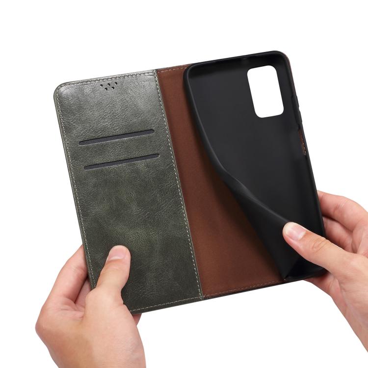 Funda de cuero con textura Crazy Horse para Motorola Moto G86 5G (verde)