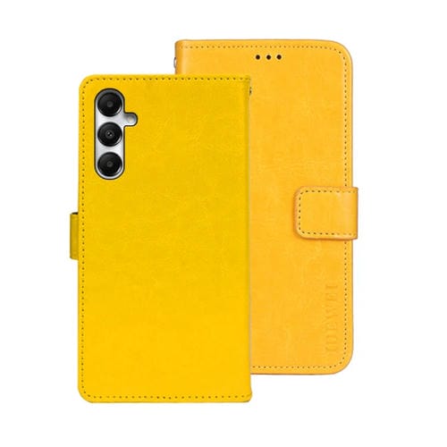 Funda para Samsung Galaxy A05S 4G Idewei Crazy Horse Texture Cuero con Soporte (Amarillo)
