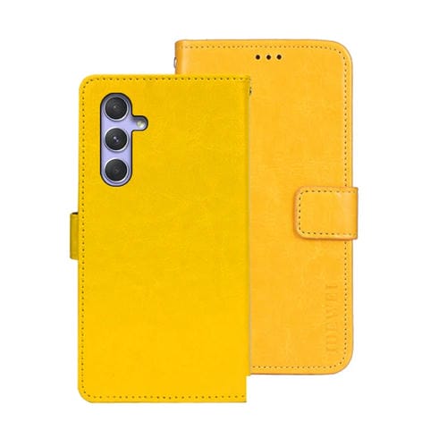 Funda de Cuero Idewei Crazy Horse para Samsung Galaxy A55 5G (Amarillo)