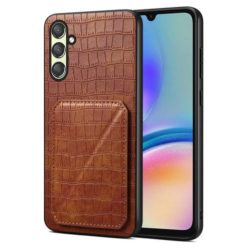 Funda trasera Samsung Galaxy A05S Denior piel de cocodrilo de imitación con soporte (Marrón)