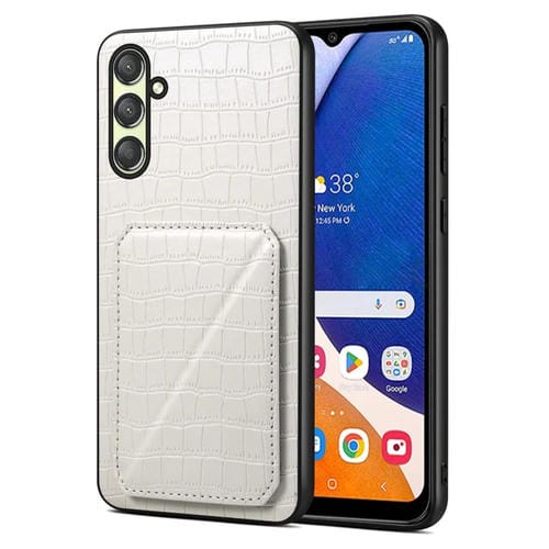 Funda Trasera Denior para Samsung Galaxy A14 4G y 5G de Piel de Cocodrilo con Soporte (Blanco)