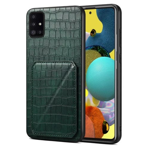 Funda trasera Samsung Galaxy A51 5G Denior piel de cocodrilo con soporte (Verde)