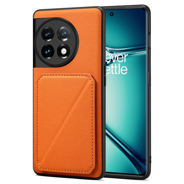 Funda para OnePlus Ace 2 Pro 5G Denior con Parte Trasera de Piel de Becerro de Imitación y Soporte (Naranja)