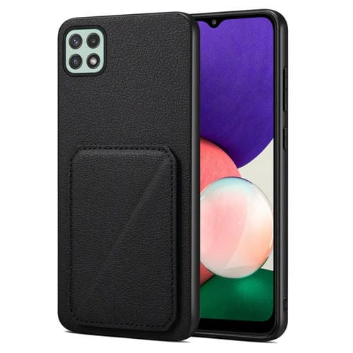 Funda Trasera Samsung Galaxy A22 5G Denior Piel de Becerro de Imitación con Soporte (Negro)