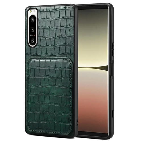 Funda Trasera Sony Xperia 5 IV Denior Piel Cocodrilo Imitación con Soporte (Verde)