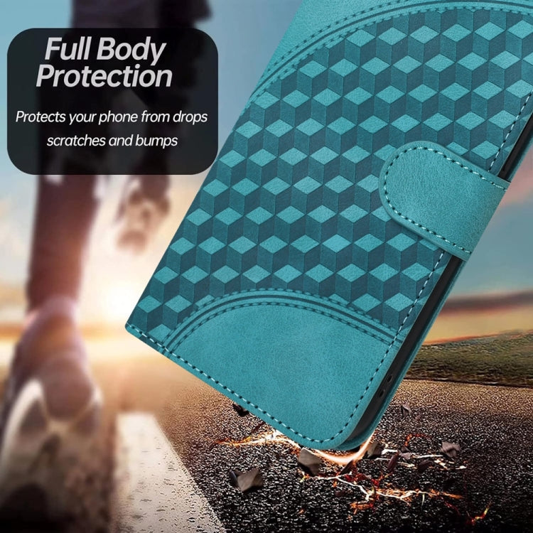Funda de Cuero con Relieve de Cabeza de Elefante para Sharp Aquos R9 Pro con Cordón (Azul Claro)