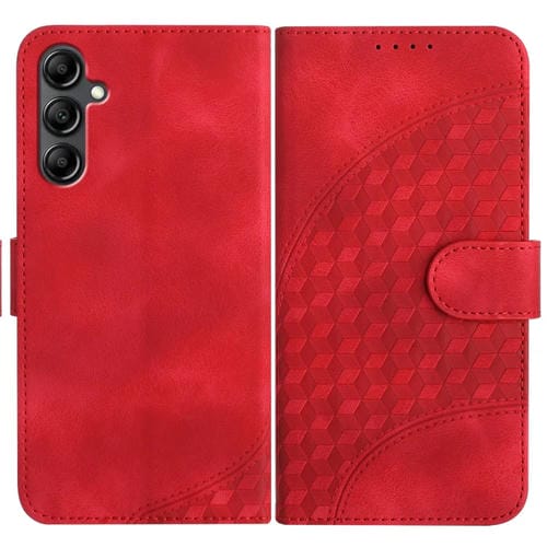Funda para Samsung Galaxy A15 Yx0060 Cuero Relieve Cabeza de Elefante con Cordón (Rojo)