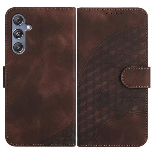 Funda para Teléfono Samsung Galaxy M34 Yx0060 Cuero Relieve Cabeza de Elefante con Cordón (Café)