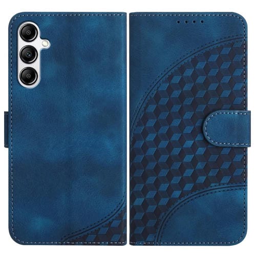 Funda de Cuero Samsung Galaxy A14 5G Yx0060 con Relieve y Cabeza de Elefante con Cordón (Azul Real)