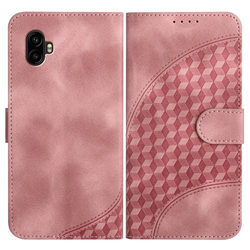 Funda de Cuero Samsung Galaxy Xcover6 Pro Yx0060 con Relieve de Cabeza de Elefante y Cordón (Rosa)