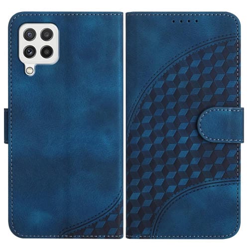 Funda para Teléfono Samsung Galaxy A22 4G M32 4G F22 Yx0060 Cuero Relieve Cabeza de Elefante Cordón (Azul Real)