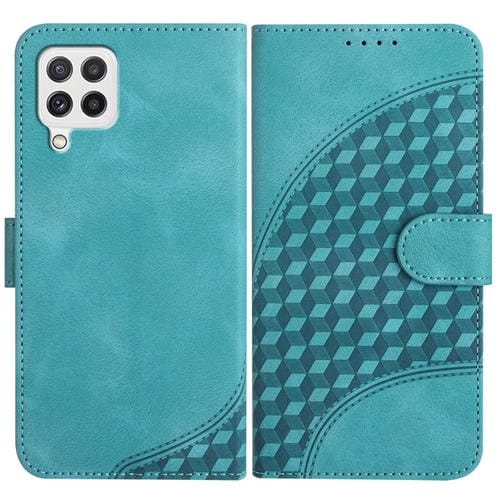 Funda de Cuero Samsung Galaxy A22 4G M32 4G F22 Yx0060 con Relieve de Elefante y Cordón (Azul Claro)