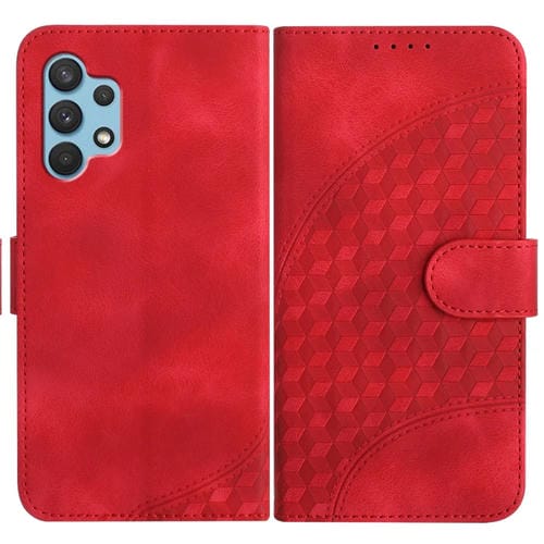 Funda para Samsung Galaxy A32 4G Yx0060 Cuero con Relieve y Cabeza de Elefante con Cordón (Rojo)