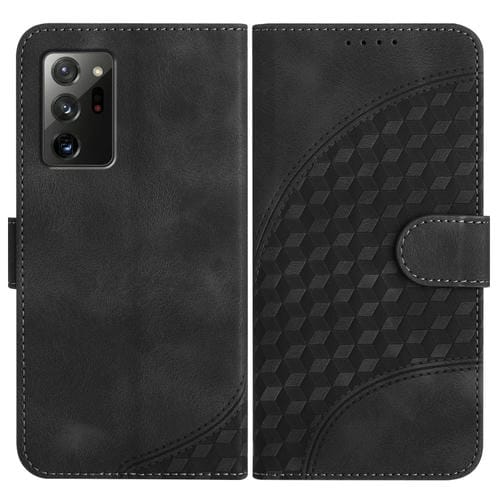 Funda de Cuero Samsung Galaxy Note20 Yx0060 con Relieve y Cabeza de Elefante con Cordón (Negro)