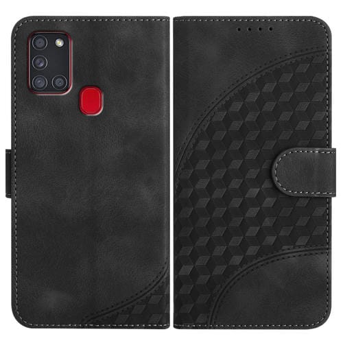 Funda para Samsung Galaxy A21S Yx0060 Cuero con Relieve y Cabeza de Elefante con Cordón (Negro)