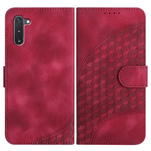 Funda de Cuero Samsung Galaxy Note10 Yx0060 con Relieve Cabeza de Elefante y Cordón (Rojo Rosa)