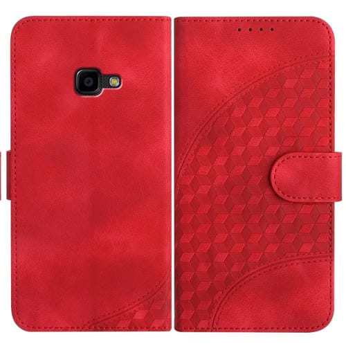 Funda de Cuero Samsung Galaxy Xcover 4/4S Yx0060 con Relieve y Cabeza de Elefante con Cordón (Rojo)