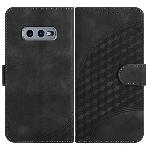 Funda de Cuero Samsung Galaxy S10E Yx0060 con Relieve Cabeza de Elefante y Cordón (Negro)