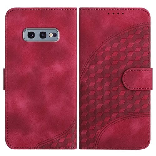 Funda para Teléfono Samsung Galaxy S10E Yx0060 Cuero Relieve Cabeza de Elefante con Cordón (Rojo Rosa)