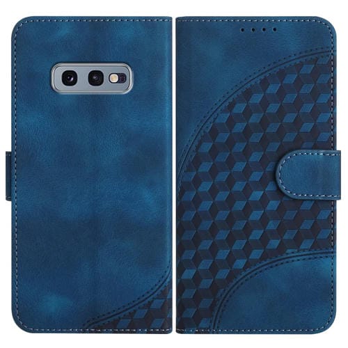 Funda de Cuero Samsung Galaxy S10E Yx0060 con Relieve y Cabeza de Elefante con Cordón (Azul Real)